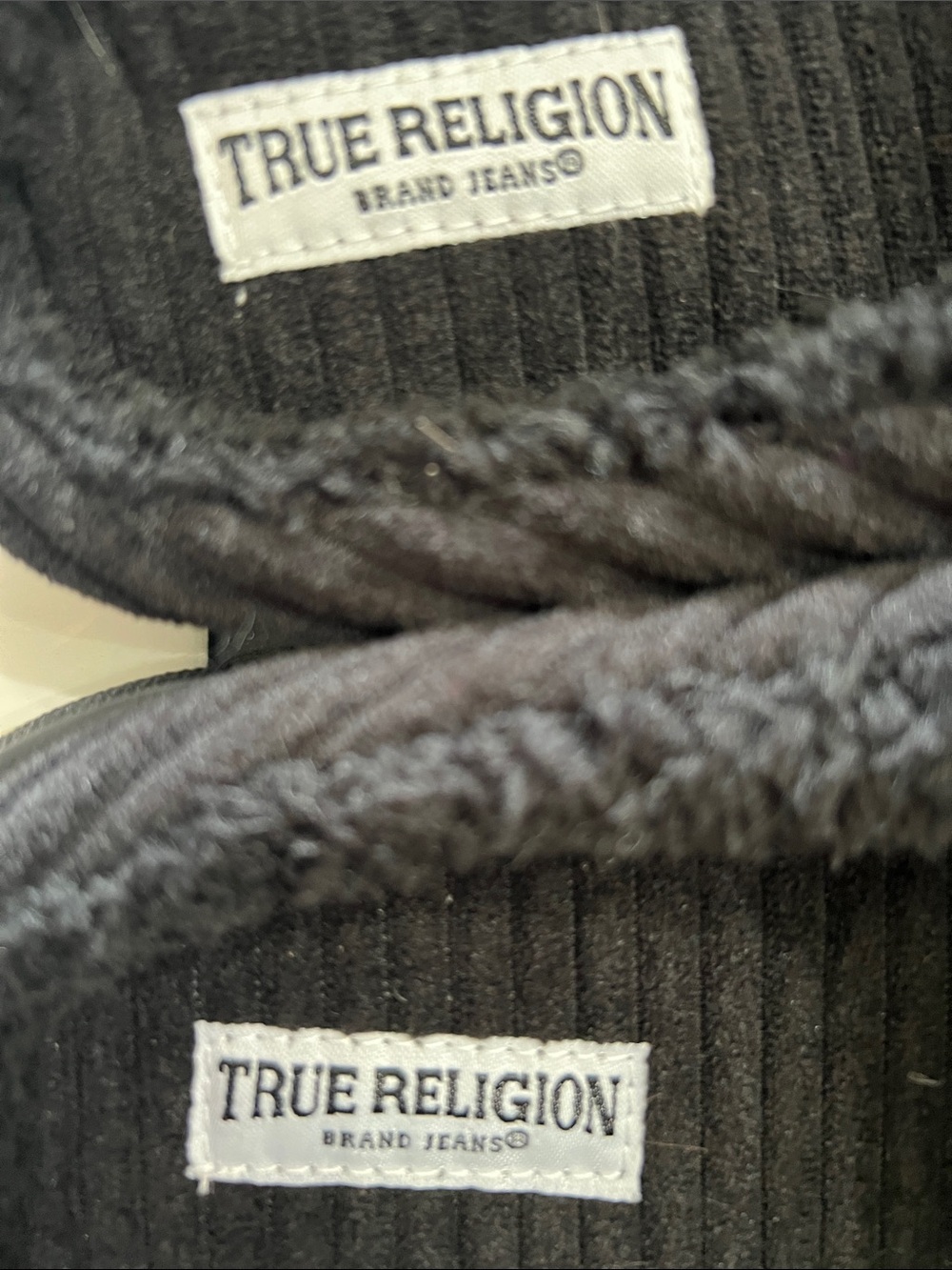 True Religion Woman’s Black Slip-On Slippers with Rhinestone Logo - Picture 7 of 7